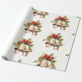 クリスマスベルラッピング紙(赤、金ゴールド、緑) ラッピングペーパー (アンロールド)