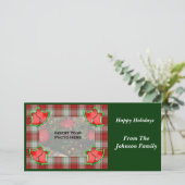 クリスマスベルレッドプレイドホリデーフォトカード シーズンカード (スタンド正面)