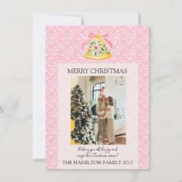 クリスマスベル名門私立校風のピンクと写真 シーズンカード