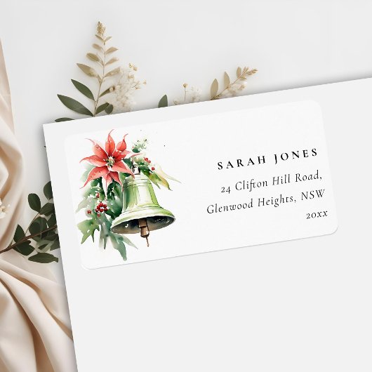 クリスマスベル松ポインセチア葉のアドレス ラベル