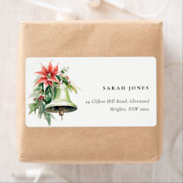 クリスマスベル松ポインセチア葉のアドレス ラベル