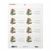 クリスマスベル松ポインセチア葉のアドレス ラベル (フルシート)