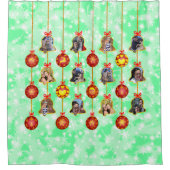 クリスマスベル&ボールオーナメント6枚L-Green シャワーカーテン (正面)