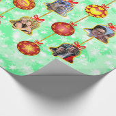 クリスマスベル&ボールオーナメント6枚L-Green ラッピングペーパー (角)