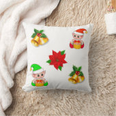 クリスマスベル、ポインセチア、かわいい小妖精や小人オーナメント クッション (ブランケット)