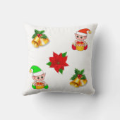 クリスマスベル、ポインセチア、かわいい小妖精や小人オーナメント クッション (裏面)