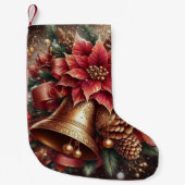 クリスマスベル&ポインセチア スモールクリスマスストッキング (正面)