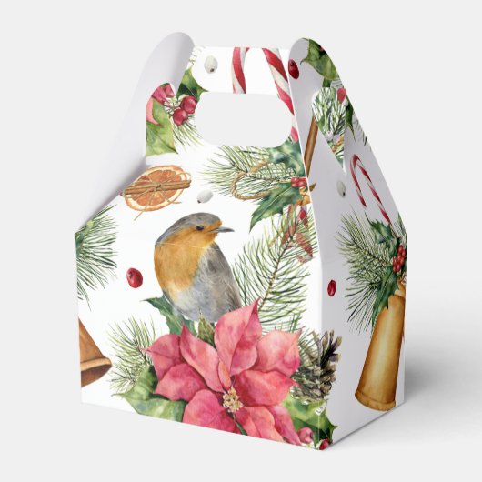 クリスマスベル、ポインセチア、ロビン、キャンディー フェイバーボックス (正面サイド)