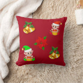 クリスマスベル、ポインセチア、赤の可愛い小妖精や小人 クッション (ブランケット)