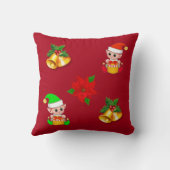 クリスマスベル、ポインセチア、赤の可愛い小妖精や小人 クッション (裏面)