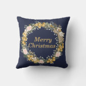 クリスマスベル、天使、ピンクのバラ、白い花 クッション (裏面)