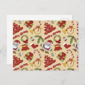 クリスマスベル、木とサンタクロース ポストカード (正面/裏面)