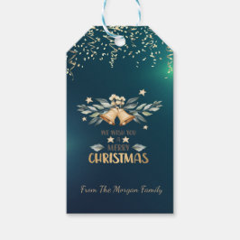 クリスマスベル、緑色のコンフェティ ギフトタグ