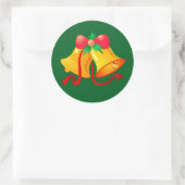 クリスマスベル 赤いリボン付きステッカー ラウンドシール (バッグ)
