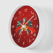 クリスマスベル、赤い輝き 壁時計 (傾斜)