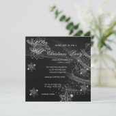 クリスマスベル、雪の結晶、ツリー、会社のパーティー 招待状 (スタンド正面)