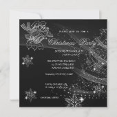 クリスマスベル、雪の結晶、ツリー、会社のパーティー 招待状 (正面)