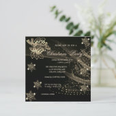 クリスマスベル、雪片、ツリー、会社のパーティー 招待状 (スタンド正面)