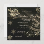 クリスマスベル、雪片、ツリー、会社のパーティー 招待状 (正面)