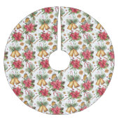 クリスマスベル、鳥とポインセチア ブラッシュドポリエステルツリースカート (正面)