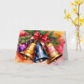 クリスマスベル、3、水彩画 カード (黄色い花)