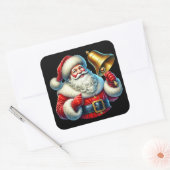 クリスマスベルBkを鳴らす陽気なサンタクロース スクエアシール (封筒)