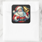 クリスマスベルBkを鳴らす陽気なサンタクロース スクエアシール (バッグ)