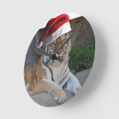 クリスマスベンガルトラ ラウンド壁時計 (傾斜)