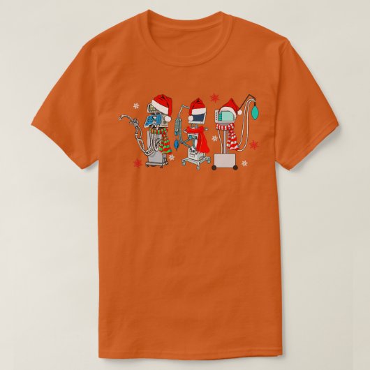 クリスマスベンチレーターRT RRT呼吸セラピスト Tシャツ (デザイン正面)