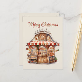 クリスマスベーカリーの水彩追加文字 シーズンポストカード