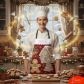 クリスマスベーキングエプロン、ジンジャーブレッドマン、ハウス エプロン