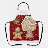 クリスマスベーキングエプロン、ジンジャーブレッドマン、ハウス エプロン (正面)