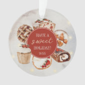 クリスマスベーキングクイーンウォーターカラー焼いたトリート オーナメント (正面)