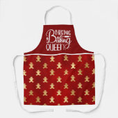 クリスマスベーキングクイーンレッド金ゴールドジンジャーブレッドマン エプロン (正面)