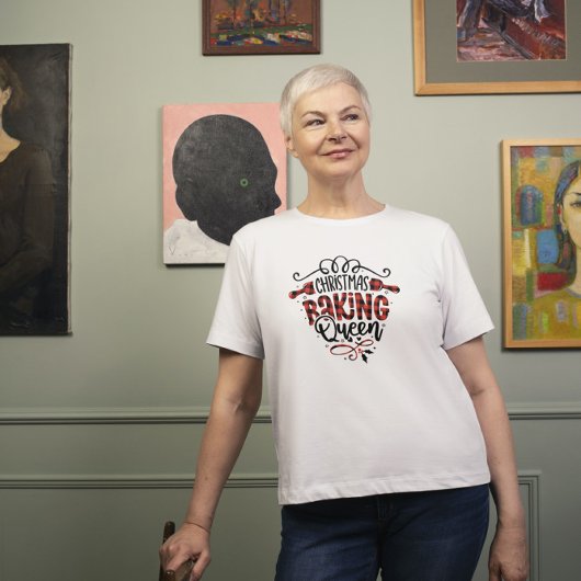 クリスマスベーキングクイーンレトロタイポグラフィ Tシャツ