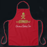 クリスマスベーキングクルーレッドモノグラムエプロン エプロン<br><div class="desc">クリスマス休暇のベーキング!カワイイジンジャーブレッドマン転がとピンと名前付き。おもしろいタイポグラフィは「クリスマスベーキングクルー」と言う。 家族みんなにぴったりのエプロン!イベント</div>