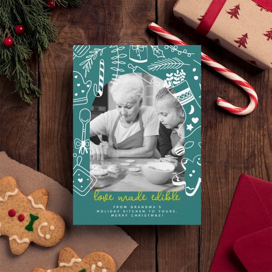 クリスマスベーキンググリーンレシピフォトホリデーカード シーズンカード