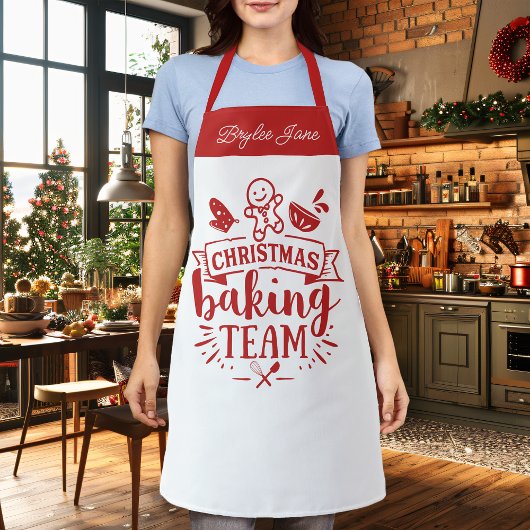 クリスマスベーキングチームかわいい赤パーソナライズされた エプロン