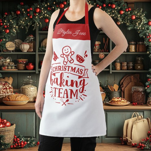 クリスマスベーキングチームかわいい赤パーソナライズされた エプロン