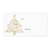 クリスマスベーキングツリー金ゴールドへ&休暇から ラベル (正面)