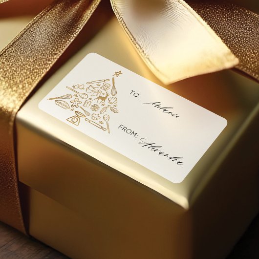 クリスマスベーキングツリー金ゴールドへ&休暇から ラベル