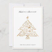 クリスマスベーキングツリー金ゴールド&ホワイトファミリーレシピ シーズンカード (正面)