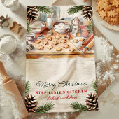 クリスマスベーキングパーソナライズされたピネコン キッチンタオル