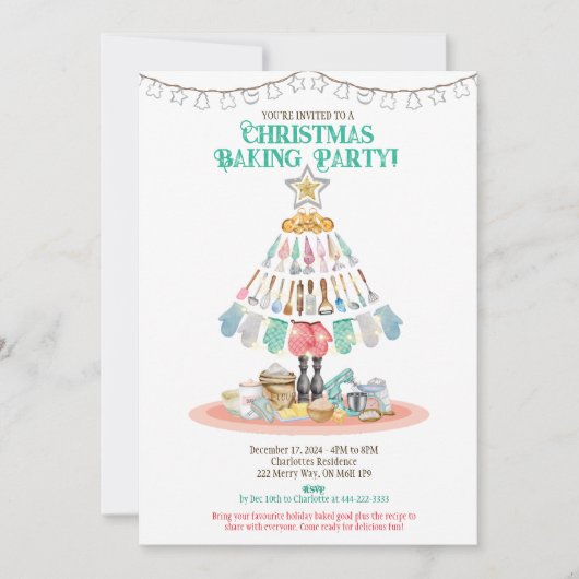 クリスマスベーキングパーティの招待状 招待状 (正面)