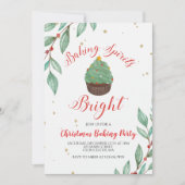 クリスマスベーキングパーティーカップケーキ 招待状 (正面)