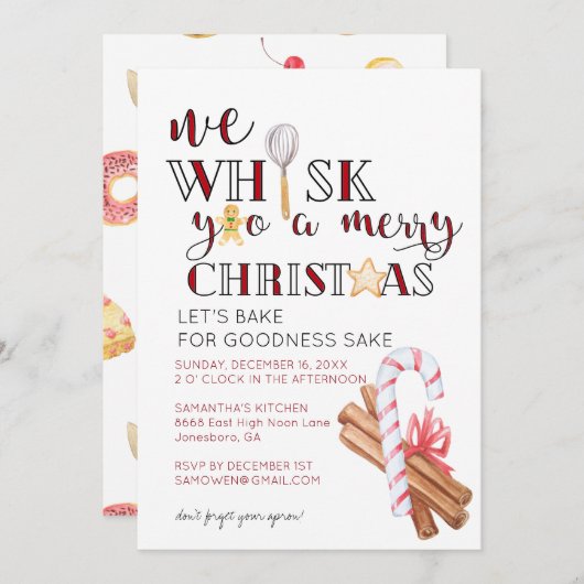 クリスマスベーキングパーティー 招待状 (正面/裏面)