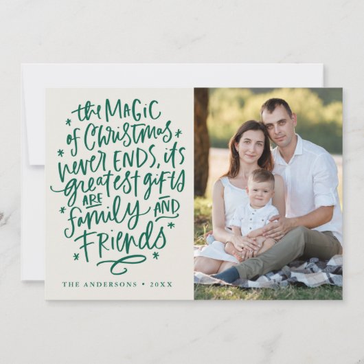 クリスマスベージュとグリーンフォトの魔法 シーズンカード (正面)