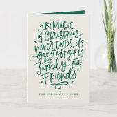 クリスマスベージュと緑の非写真の魔法 シーズンカード (正面)