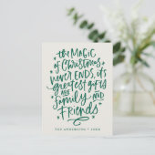 クリスマスベージュと緑の非写真の魔法 シーズンポストカード (スタンド正面)