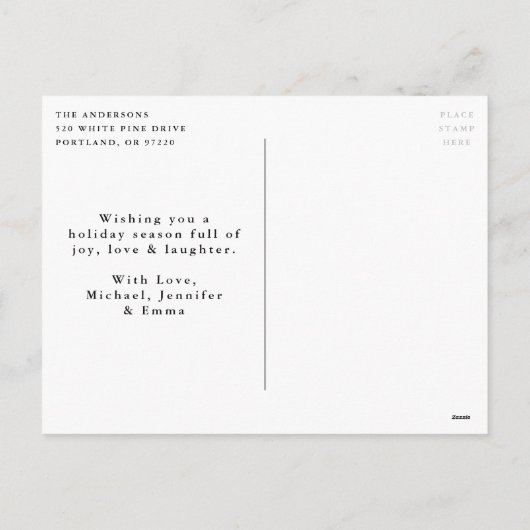 クリスマスベージュと緑の非写真の魔法 シーズンポストカード (裏面)